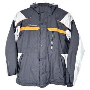 Colombia Youth Winter /Ski Jacket Size 14/16 Full Zip Fleece Lined Black Orange